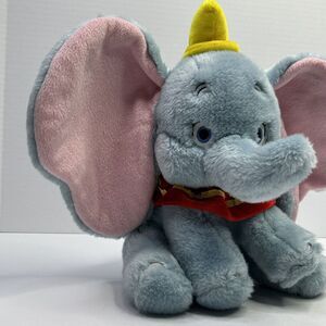 Disney Store Dumbo Blue Soft Plush 12" Elephant With Big Giant Ears And A Hat